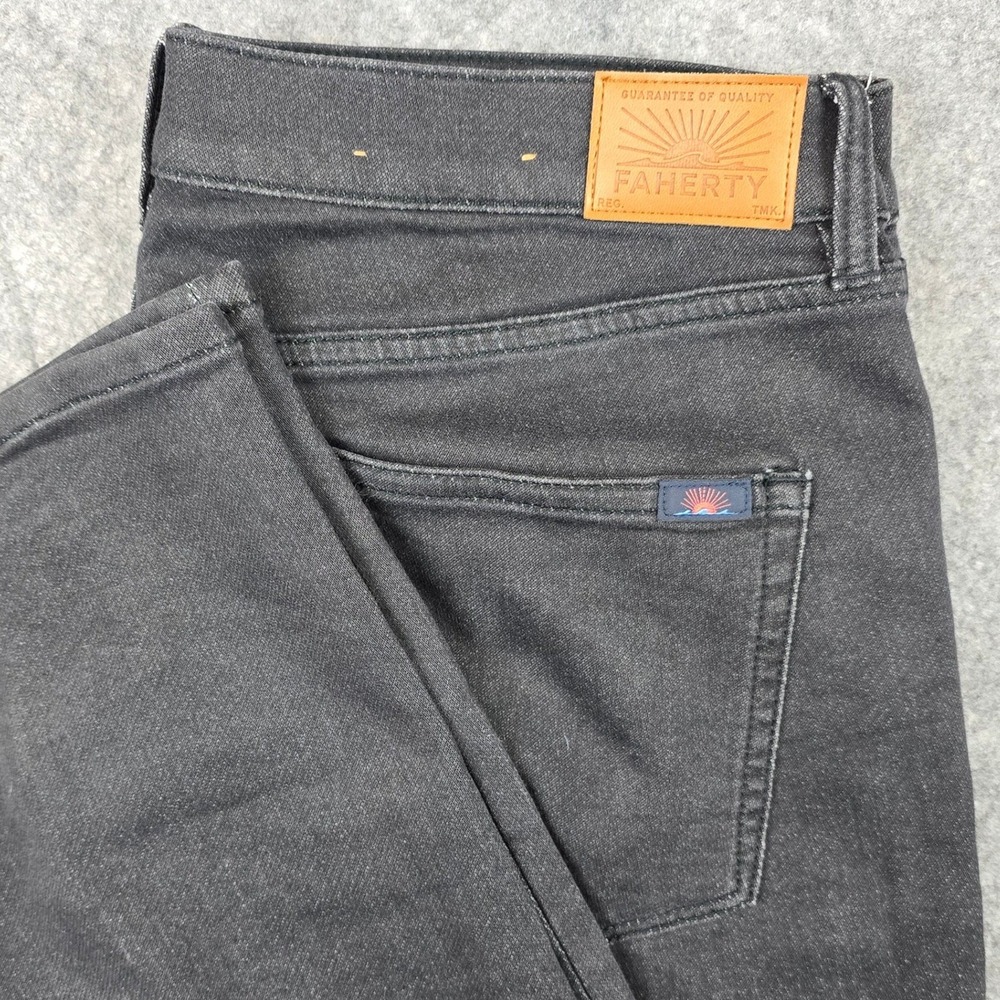Faherty Brand Mens Black Stretch Straight Leg Jeans 33x32 Regenerative Cotton